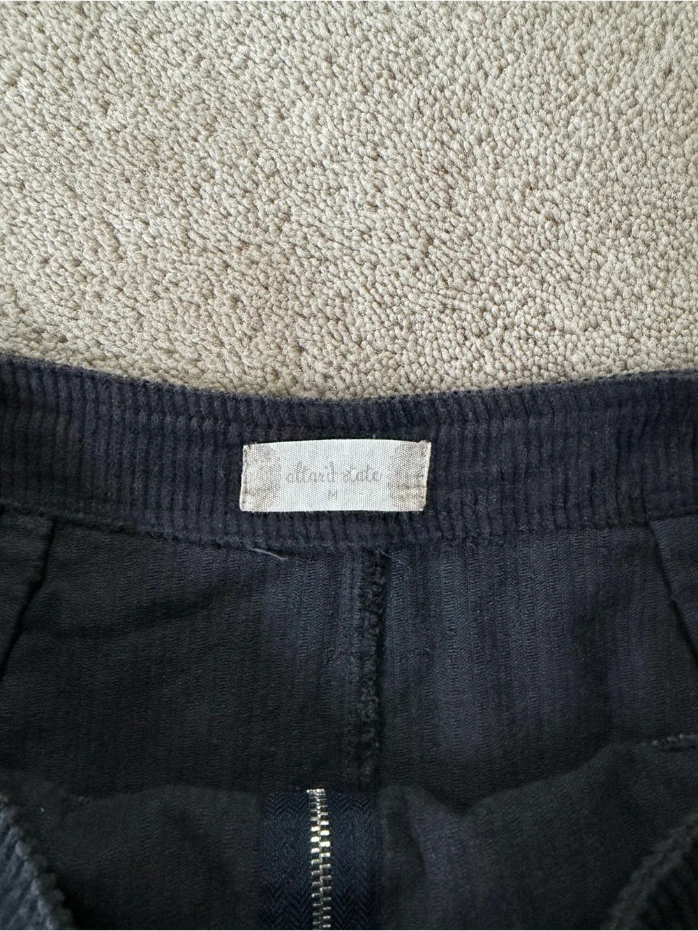 Altar'd State Black Corduroy Front-Zip Mini Skirt
